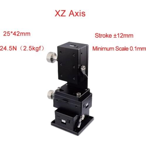 XZ Axis 25*42 Manual Displacement Platform Micrometer Sliding stage Steel ball guide PLWE2542