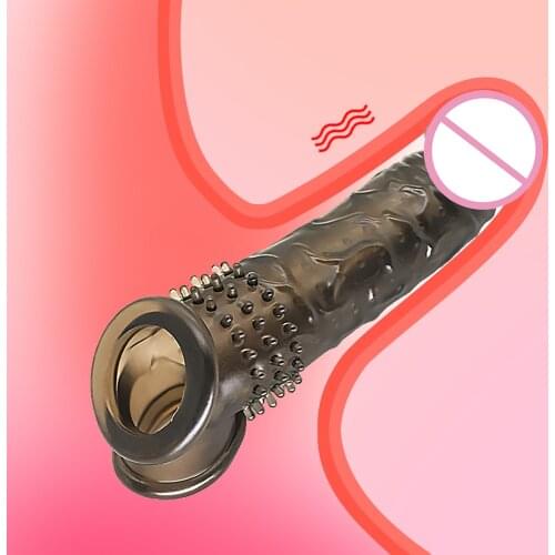 Soft Penis Extender Sleeve Men Cock Sleeve Ring On Penis Reusable Condoms Spines Sex Studded Enlargement Adult Sex Toys For Male