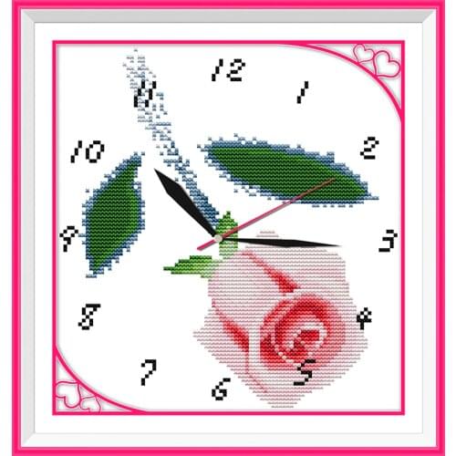 Music of rose cross stitch kit 14ct 11ct count print canvas wall clock stitches embroidery DIY handmade needlework plus