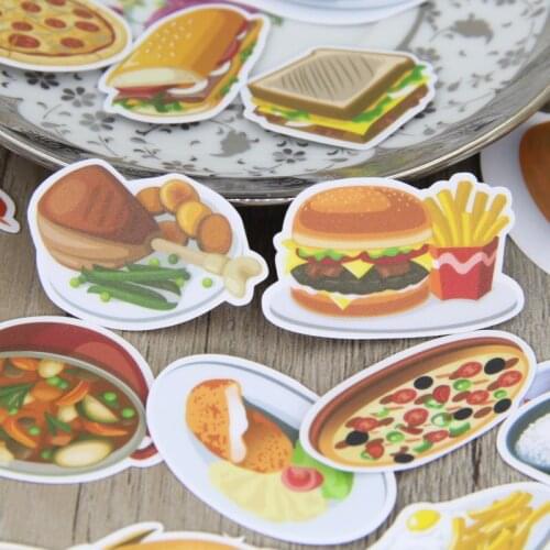 33pcs Waterproof Food Hamburger Meals Decorative Stickers for Laptop Computer Vacuum Flask Skateboard Stationery Supplies