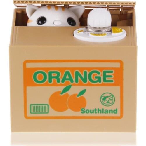 New Cut Automatic Stole Coin Piggy Bank Panda Yellow White Gray Cat Money Saving Box Moneybox Gifts For Kids Children