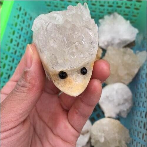 New Arrivals Natural Clear Crystal Cluster Gemstone Hedgehog Reiki Healing Gemstone Handmade Carved Crystal Animal Wholesale