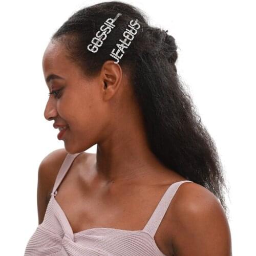 Popular Words MELANIN BLESSED Rhinestone Hair ClipS Letters Barrette for Women Crystal Bling Letter Hairpins Hair Jewelry