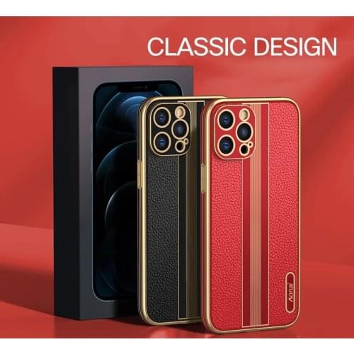 Luxury Leather Case For iPhone 11 12 Pro Max Mini Cover For Apple iPhone X XS Max 7 8 Plus Shockproof Electroplating Phone Case