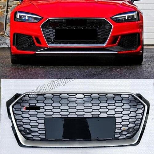 RS5 Style Grill Grille Silver Trim Chrome Rings For Audi A5 S5 S-Line 2017 17 2018 18 2019 19 2020 20