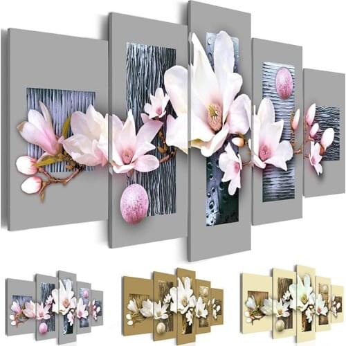 Modern Painting Canvas 5 Panels Wall Art Printing Posters Flowers Orchids Decoration Wall Pictures for Living Room Home Decor