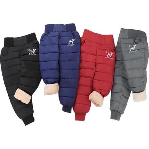 Warm Thicken Boys Girls Down Pants Winter Children High Quality Trousers Teens Boy Girl Down Trousers Kids Ski Down Padded Pants
