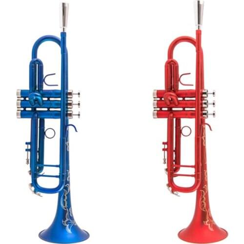 New Arrival Bb Trumpet High Quality Red blue scrub Trumpet Brass Musical Instruments Composite Type Trumpet