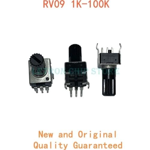 5pcs RV09 Vertical 12.5mm Shaft 1k 2k 5k 10k 20k 50k 100k 0932 Adjustable Resistor 9 Type 3pin Seal Potentiometer