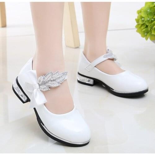 Spring Autumn kids girls leather shoes bowknot Rhinestones Kids shoes for Student Dance Party baby girls shoes pink black beige