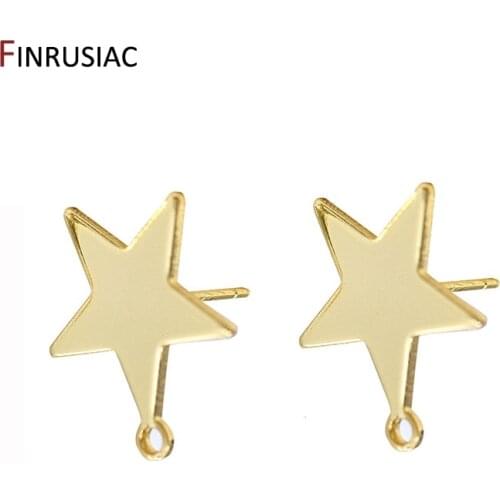 High Quality 14K Gold Plated Pentagram Earring Hooks Findings For DIY Making Earrings Jewelry Wholesale