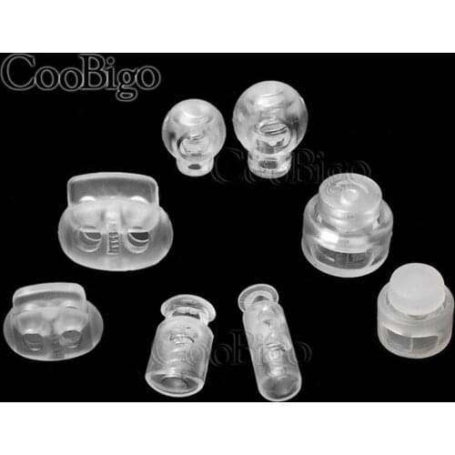 100pcs Plastic Spring Loaded Clamps Drawstring Cord Locks Buckle Transparent Clear Frost Shoelace Clothing DIY Bag Accessories