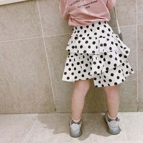 2-7 Years Girl Skirt Fashion Korean Polka Dot Printing Irregular Tutus Skirt For Dance For Girls Toddler Girl Pleated Skirt 2019