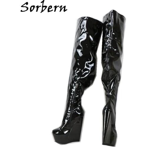 Sorbern Super Narrow Heel Boots Women Crotch Thigh High Wedge Hard To Walk Soles Long Female Boot For Crossdresser Fetish Shoes