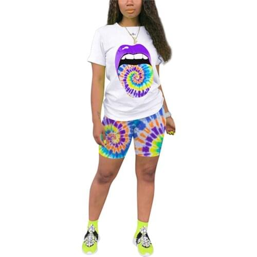 Cartoon Printed New Fashion Women Summer Clothes Sets Short Sleeve Tops T-shirt + Shorts 2PCS Ladies Outfits Sets