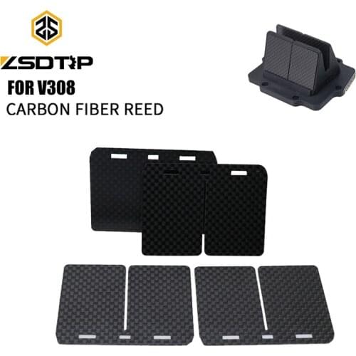 ZSDTRP V308A 10pcs/20pcs Motorcycle Dit Pit Bike Carbon Fiber Flex Dual Stage Intake Reed Valve Pad For Kawasaki KX250 1987-2004