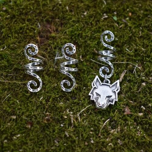 1pcs Skull Raw Pentagram Viking Spiral Sneak Beaded Wicca Hair Braids Vintage Hair Accessories Witchcraft Accessor