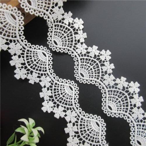 1 yard White Cotton Scallop Flower Embroidered Lace Trim Ribbon Fabric Handmade DIY Garment Wedding Dress Sewing Craft
