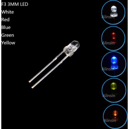 100pcs F3 3mm LED Light Emitting Diode Kit Warm white Red Blue Green UV Orange Yellow Pink Color bulb lamp Set 2V 3V PCB