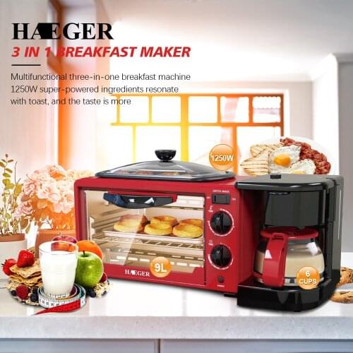 Household 3-in-1 Coffee Oven Toaster Multifunctional Automatic Toaster Box Mini Electric Oven Fried Eggs
