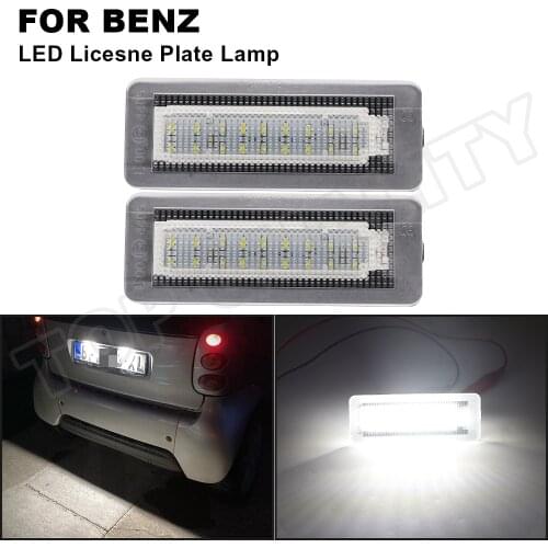 2Pcs 18SMD LED Number License Plate Light Lamp Canbus For Mercedes Benz Smart Fortwo Coupe Convertible 450 451