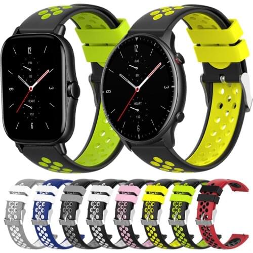 20mm 22mm Silicone Sport Replacement Breathable Band For Huami Amazfit GTR 2 strap for Amazfit GTS 2 Bip & Stratos 3 watchbands