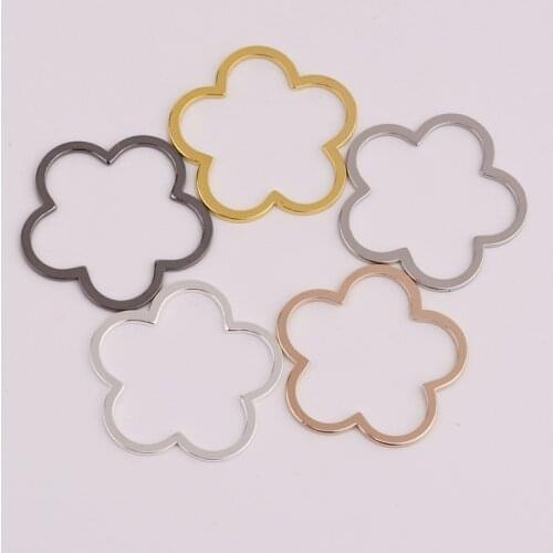 31mm Five Plum-shaped Copper Ring Earrings Pendant Simple Necklace Glossy Pendant DIY Copper Fitting Handmade Material