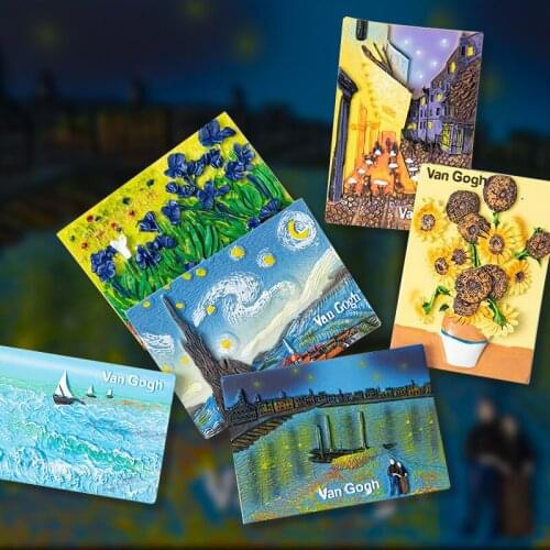 Van Gogh Art Starry Sky Refrigerator Magnet 3D Fridge Sticker Decoration Personalized Web Celebrity Wall Sticker Home Decoration