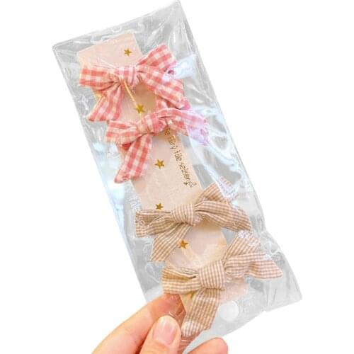 4Pcs/set Boutique Grosgrain Ribbon Printed Bows With Clips For Kids Girls Handmade Hair Bows Children Hair Accessories