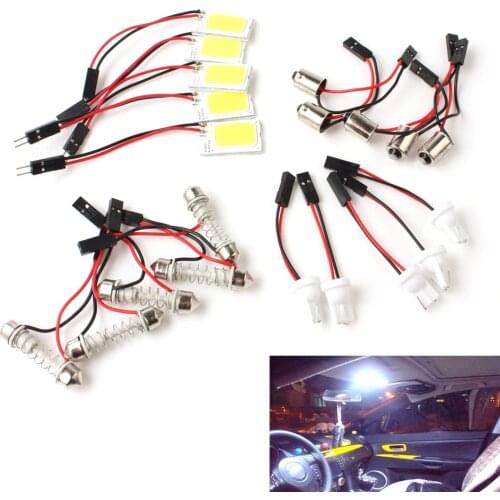 5pcs Festoon LED COB Signal Bulbs T10 W5W White Light Dome License Plate Lamp Car Interior Reading Lights With 18 LED Chips