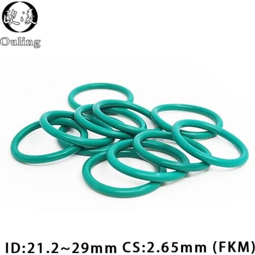 5PCS/lot Fluorine rubber Green FKM O ring Seal CS2.65mm ID21.2/21.89/22.4/23.6/25/25.8/26.5/28/29mm Rubber ORing Seal Oil Gasket