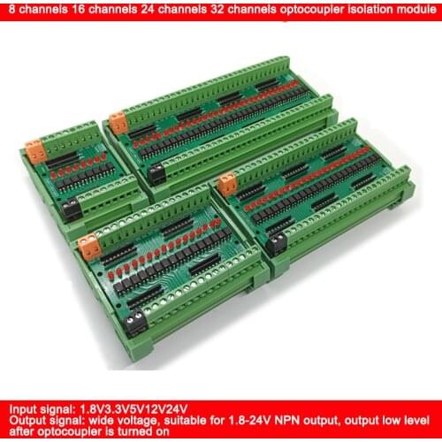 8 Road 16 Road 24 Road 32 Road Optocoupler Isolation Module/3/5V/12V/24V Signal Isolation With Case