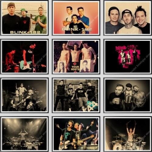 Blink 182 rock band Kraft retro punk rock poster European and American music team star drawing retro poster wall sticker