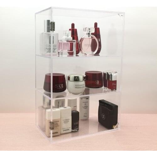Large Makeup Storage Box Acrylic Cosmetic Organizer Case With Door Dust-Proof Toys Organizer Clear High Quality Home Storage Box
