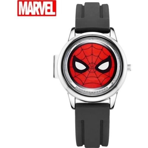 2021 New Spider Men Watch Children Quartz Watches For Kids Rotate Cover Cool Super Hero Marvel Clocks Soft Strap Teen Boy Watch