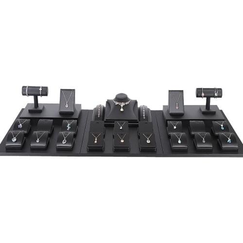 Black brushed PU leather Jewelry display ring pendant necklace jewelry display display props suit