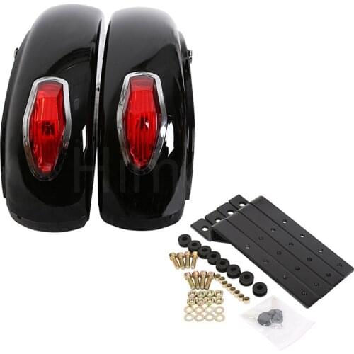 Black Hard Saddle Bag Trunk Luggage w/ Lights Mount Bracket Motorcycle Universal For Harley Honda Yamaha SUZUKI Kawasaki Cruiser