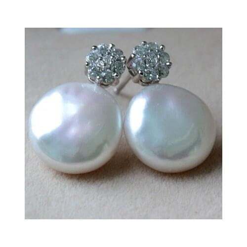 Women word 925 Sterling silver real Shipping pony natural freshwater pearls Baroque coin shaped earrings earrings S925 high