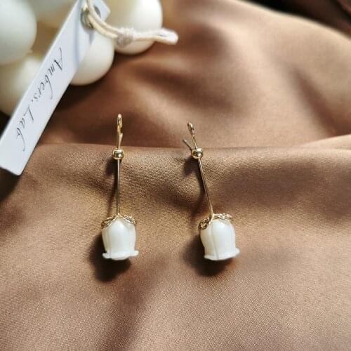 EM163 New Temperamental Tulips Flower Alloy Earrings For Women Girl Gift Popular Jewelry Wholesale