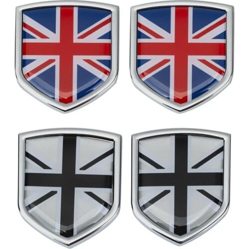 2 Pcs Car Body Side Emblem Aluminum United Kingdom National Flag Badge Shield Auto 3D Sticker Car Exterior Trim Parts
