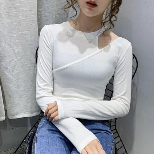 GGRIGHT High Quality Cotton Sexy T Shirt Women Modal 2020 Autumn Tshirt Female Long Sleeve T-Shirt Woman Clothes Tee Shirt Femme