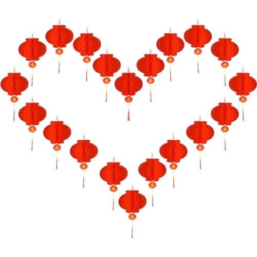 20PCS Chinese Red Paper Lanterns 10 Inch Lucky Hanging Red Paper Lanterns Chinese New Year Decoration Red Lanterns for Spring