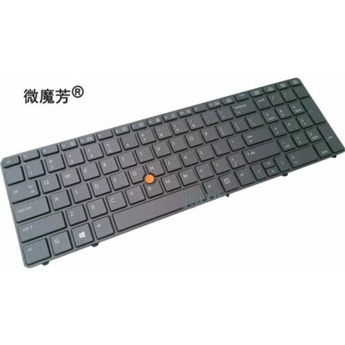 El teclado para HP 8560W 8570W marco gris (retroiluminado, con barra de punto) US
