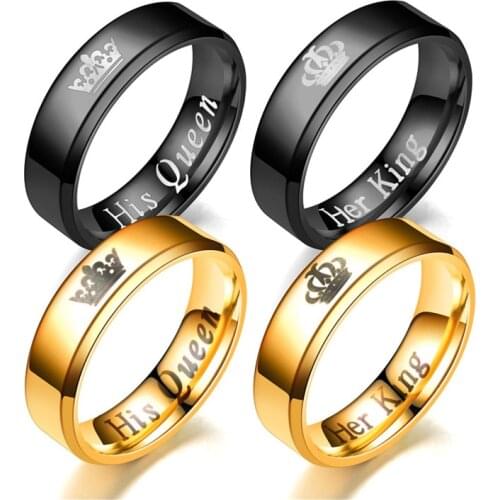 Stainless Steel Titanium Couple Lovers Finger Ring New Design Boyfriend Girlfriend Crown Jewelry Gift For Women Men