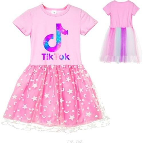 Tik Tok Summer Girls Dress Birthday Party Princess Dress Halloween Christmas Costume Children Toddler Tik Tok Dress