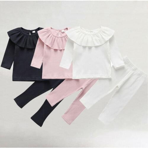 Brand Children Autumn Suits 2019 New Style Girls Sports Clothes Sets 2pcs Knitted Cotton Pink Pants Clothes Sets Kids