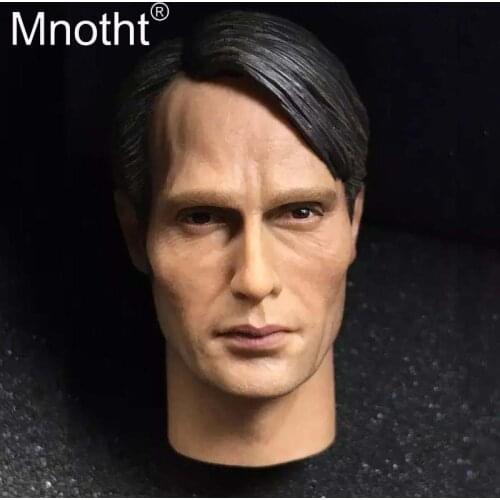 Mnotht 1:6 Scale Mads Mikkelsen Head Carving Model Hannibal Head Sculpt Model Toys For 12in Action Figure Collections Gift m3