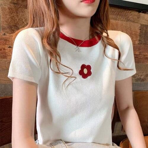 Fashion Logo Printing T Shirts Womens Short Sleeve Fashion 100% Blue cotton Female T-Shirts