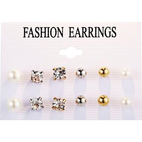 Fashion Crystal Simulated Pearl Earrings Set Ball For Women Stud Earrings Sets Wedding Jewelry Party Brincos