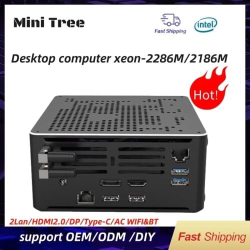 Mini Computer PC Intel i7 9850H Xeon E-2186M 2286M 2Lans 2*DDR4 2*M.2 NVME Gaming PC Win10 HDMI2.0 DP AC WiF For Video Office